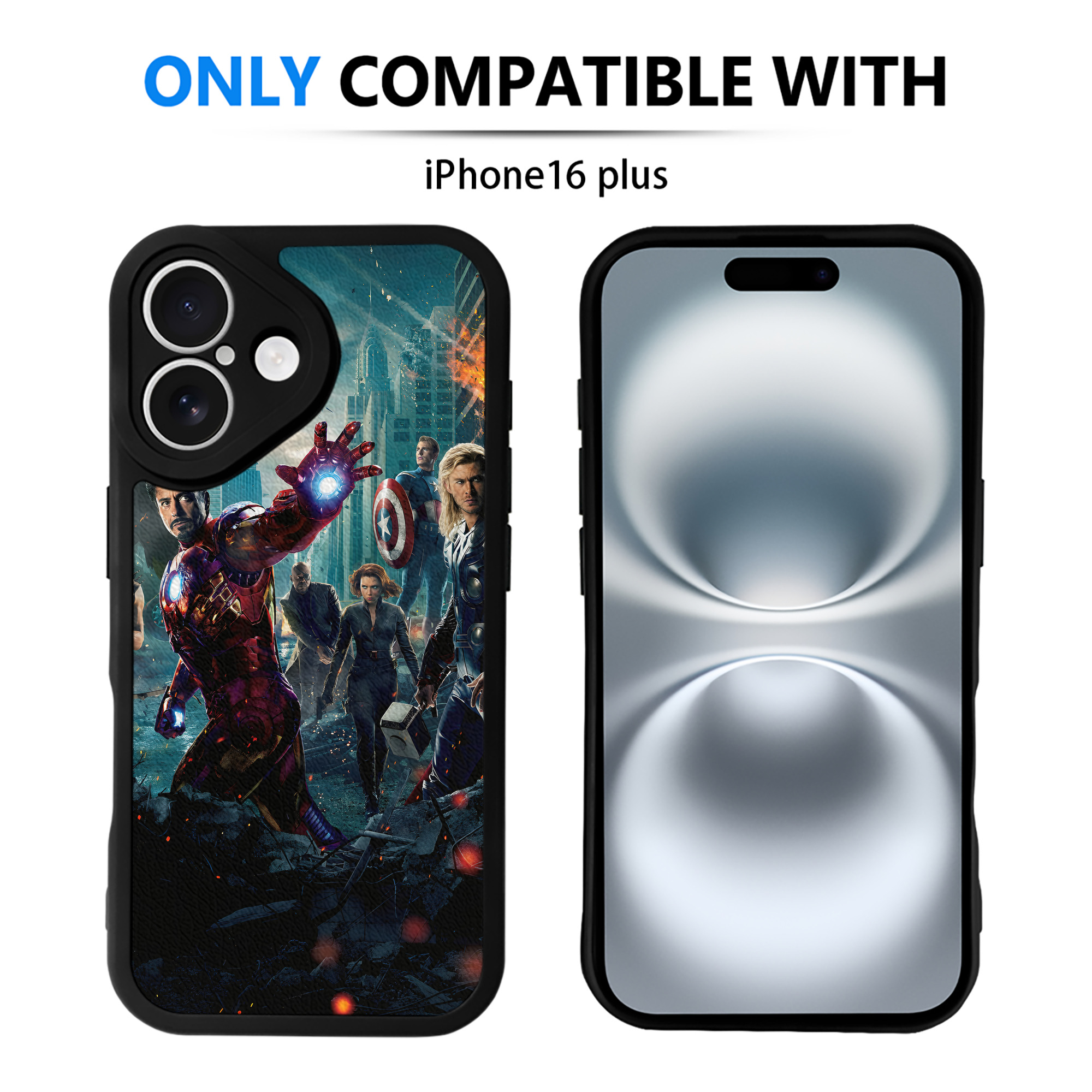 （画像用） アベンジャーズ The Avengers 【iPhone 16シリーズ対応】シリコンスマホケース（レザー調） 材質：シリコン